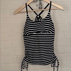 Cupshe tankini bikini only Striped Black White Top NEW cinched sides padded